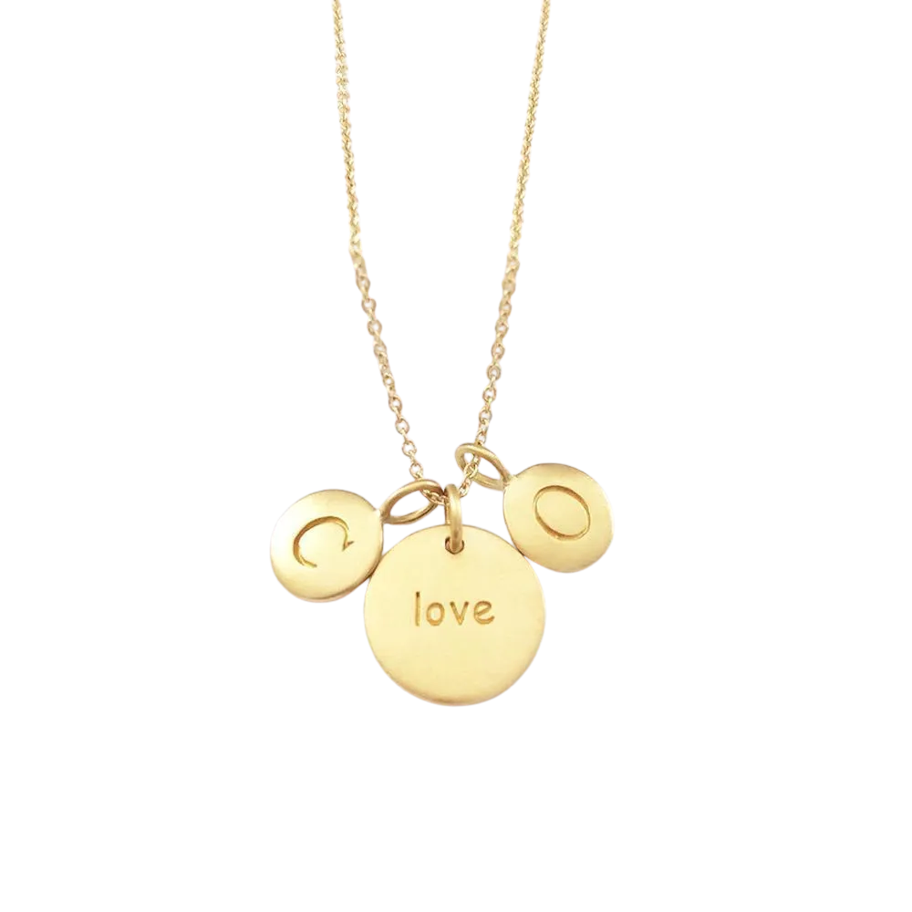 Gold 2 Initial & Love Charm Necklace