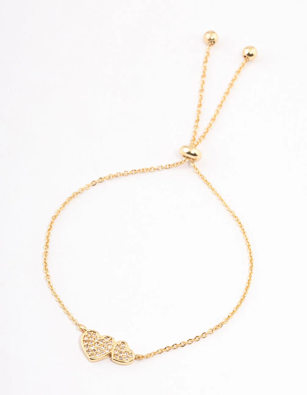 Gold Plated Double Hearts Toggle Bracelet