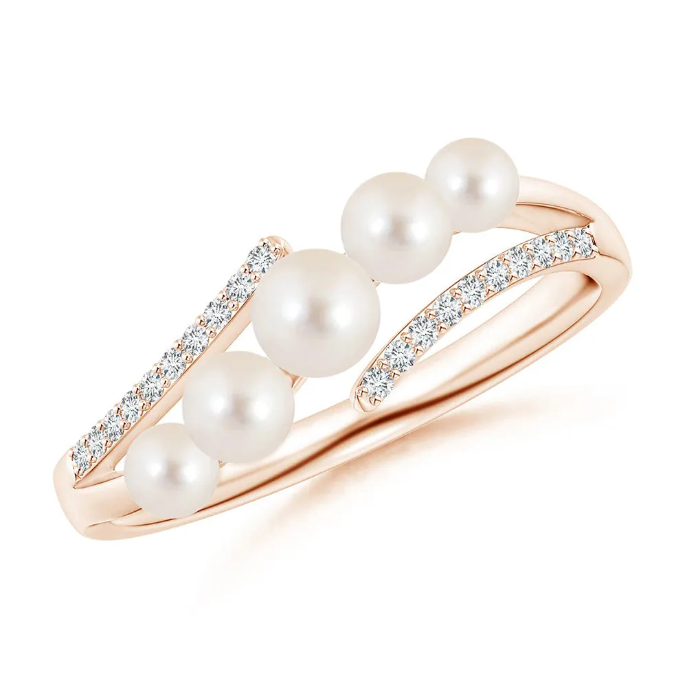 Graduated Five Freshwater Cultured Pearls Ring