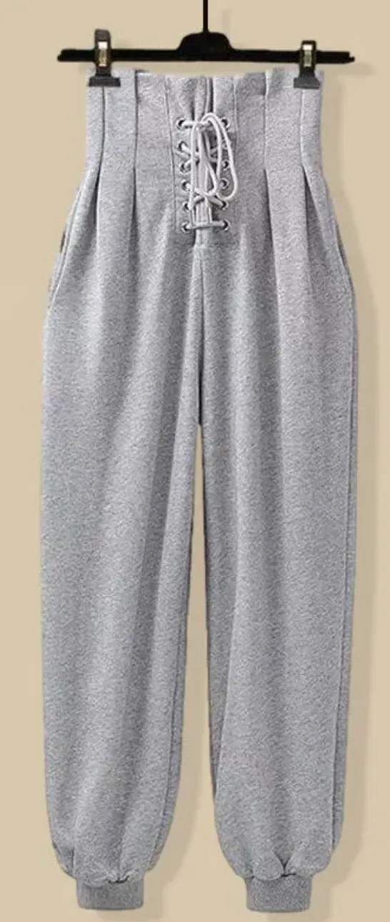 Gray High Waste Harem Pant