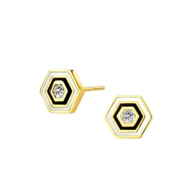 Hex Diamond Enamel Studs