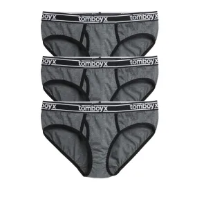 Iconic Briefs 3-Pack - Cotton Charcoal Logo