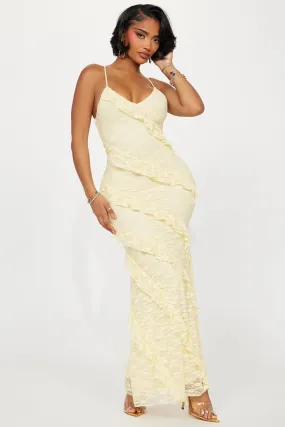 Lacing Up Maxi Dress - Yellow