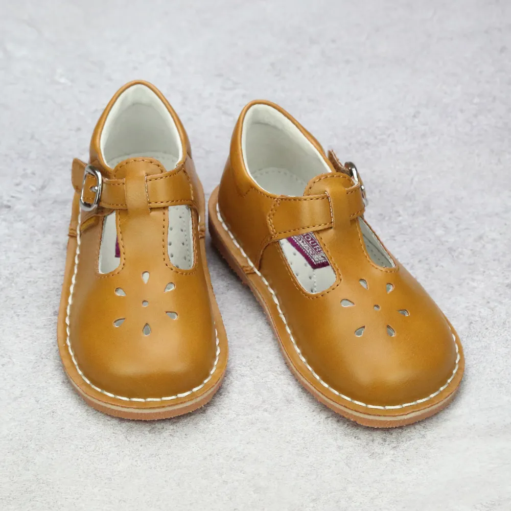 L'Amour Girls Classic Mustard T-Strap Mary Janes