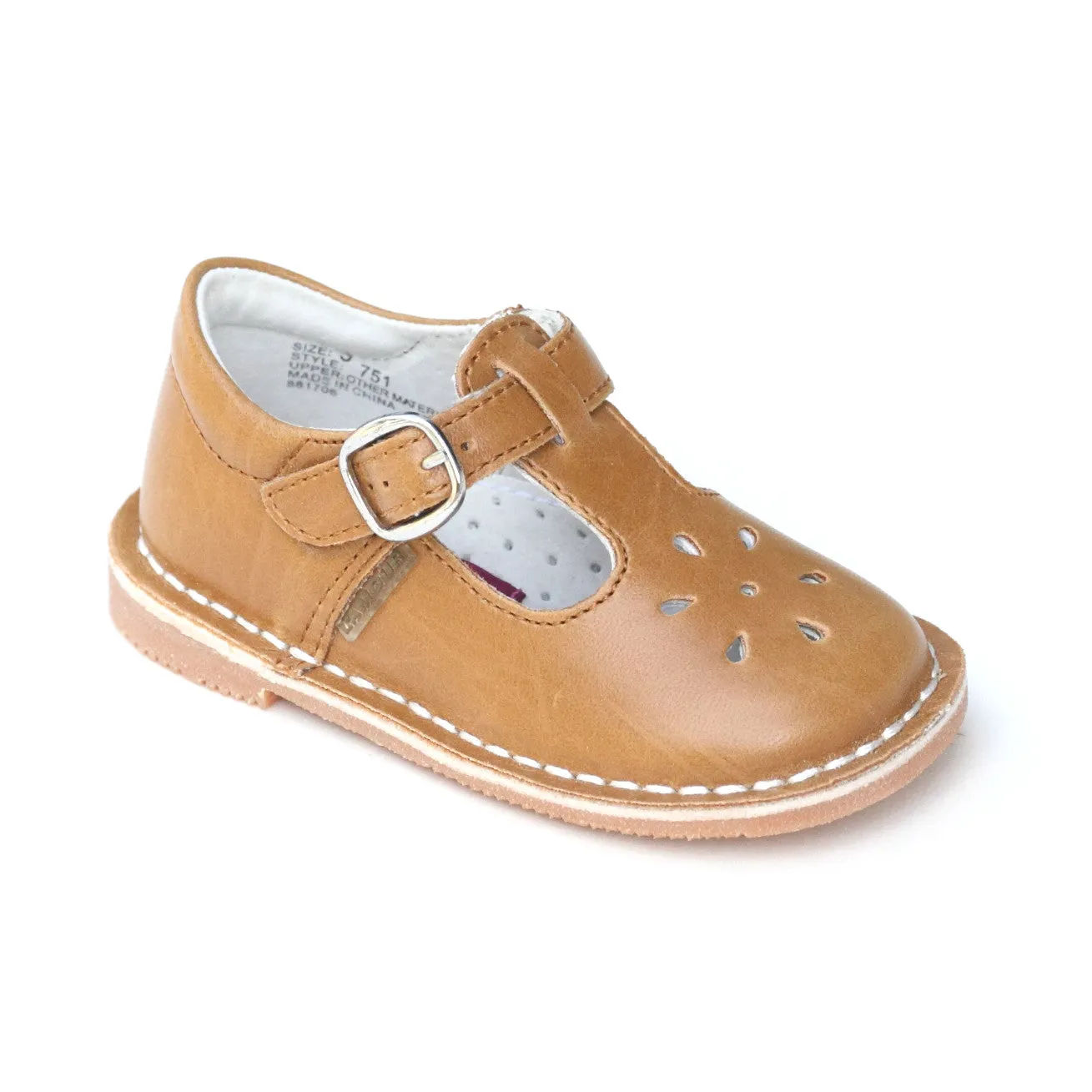 L'Amour Girls Classic Mustard T-Strap Mary Janes