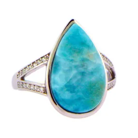 Larimar Teardrop Split Band Ring