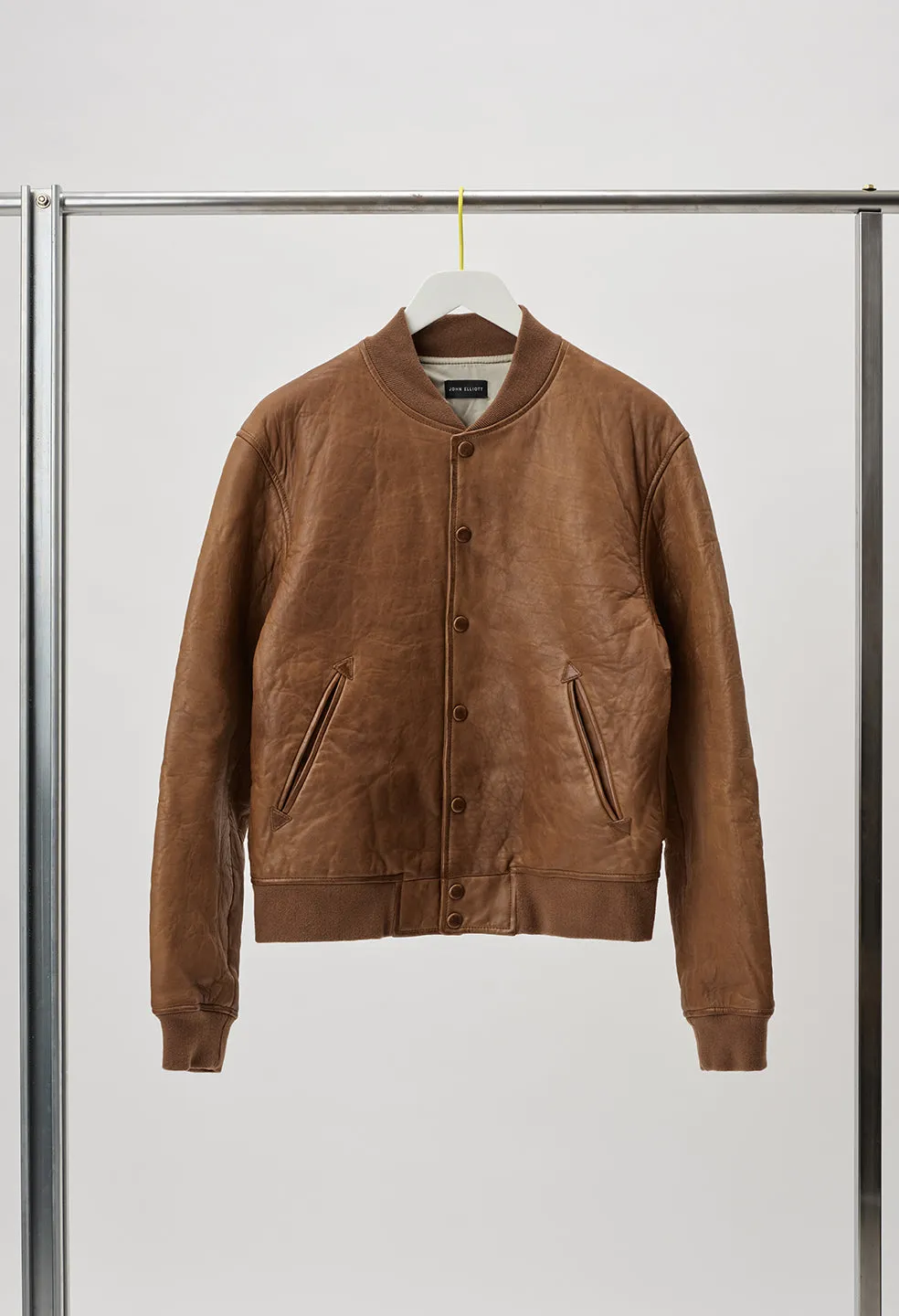 Leather Stadium Jacket / Brown