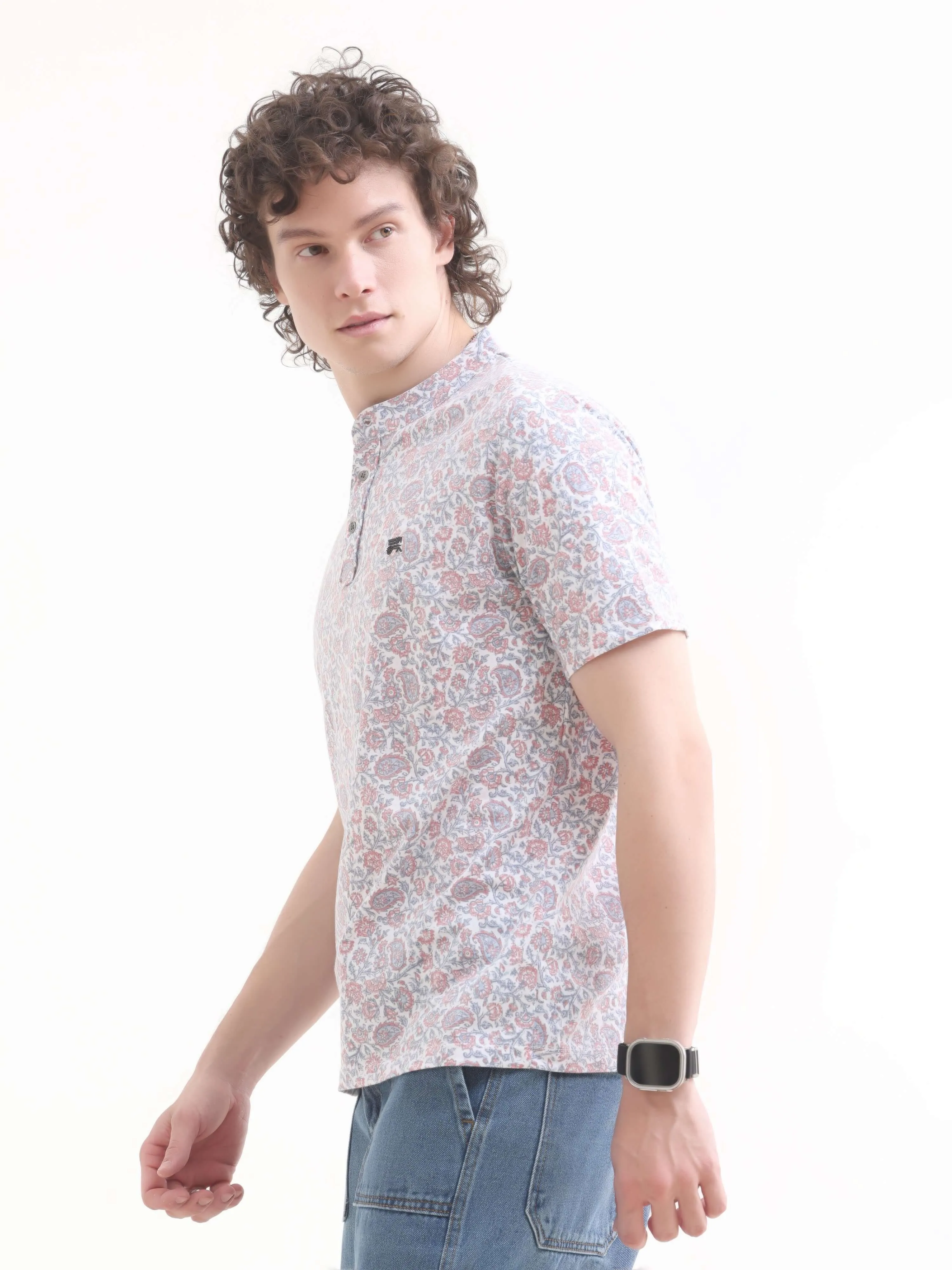 Lim floral pink henley tshirt