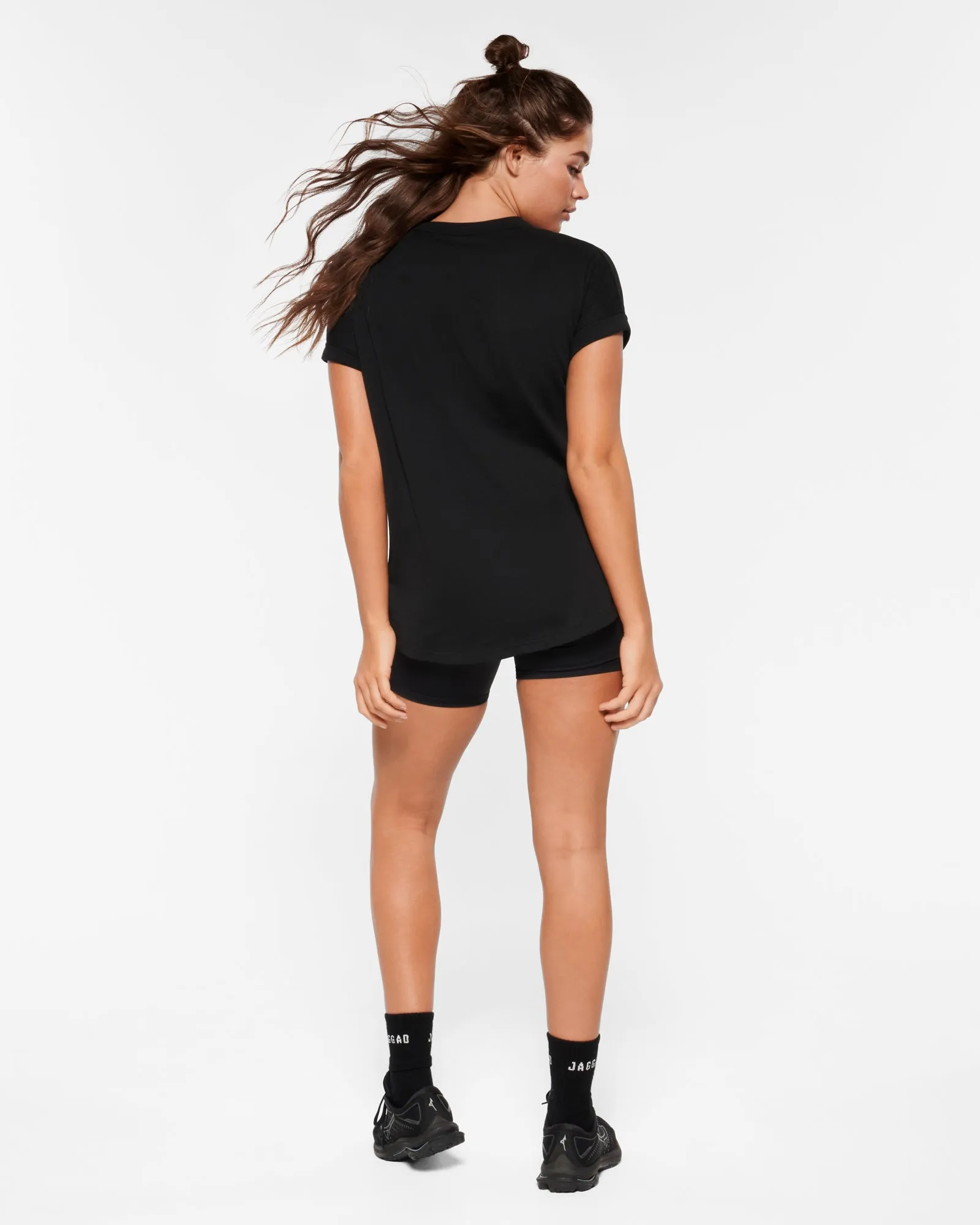 MAYFAIR CUFFED SLEEVE TEE BLACK