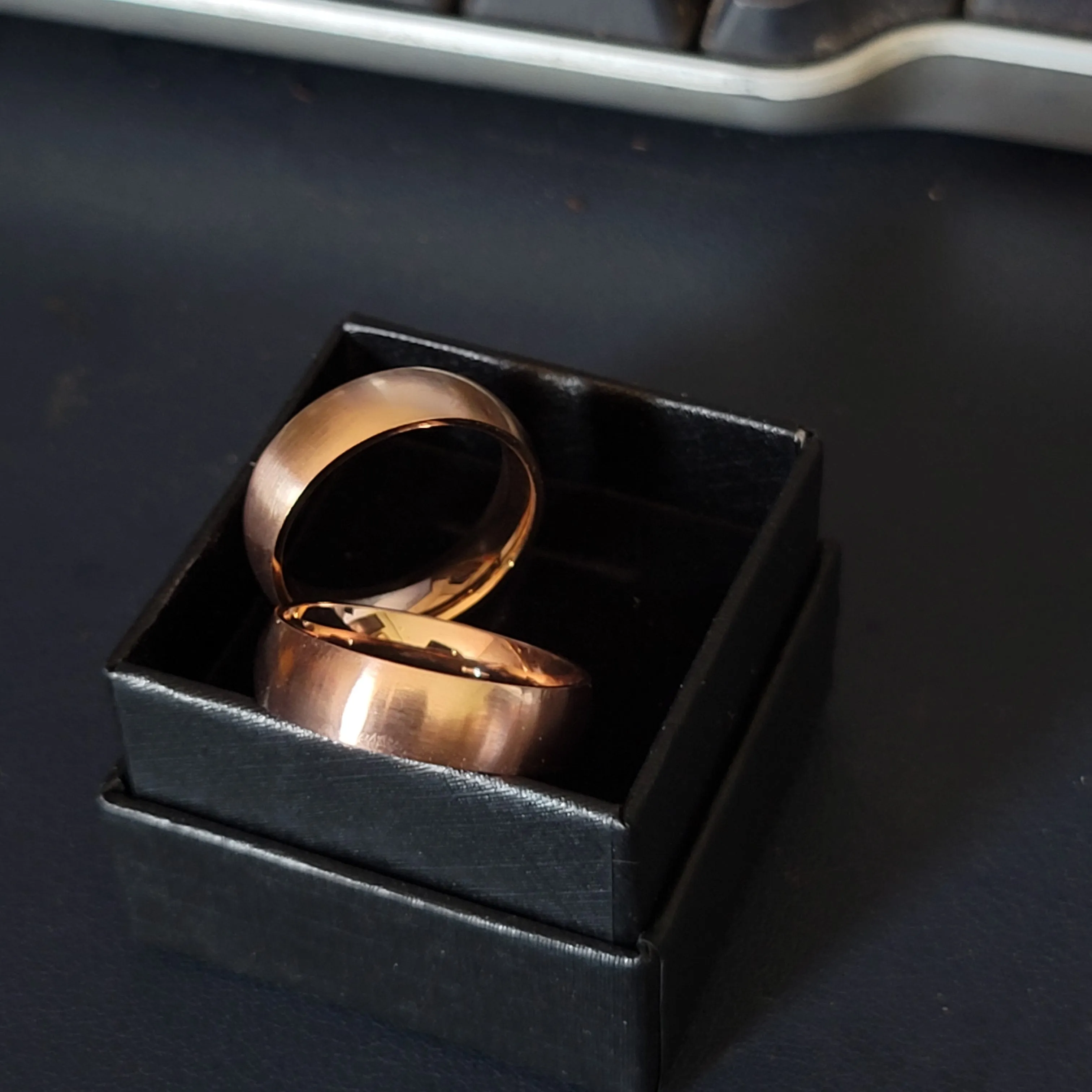 Men's Custom Engraved Rose Gold Promise Ring - Personalized Promise Ring For Him