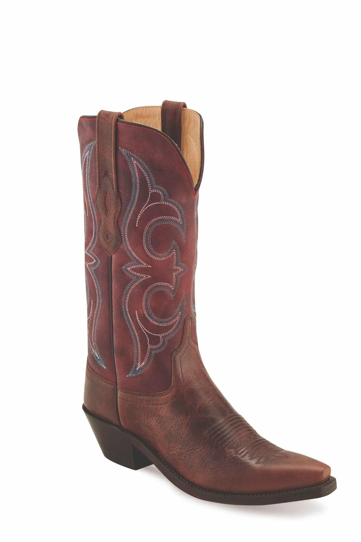 'Old West' Women's 12 Western Snip Toe - Brown / Red