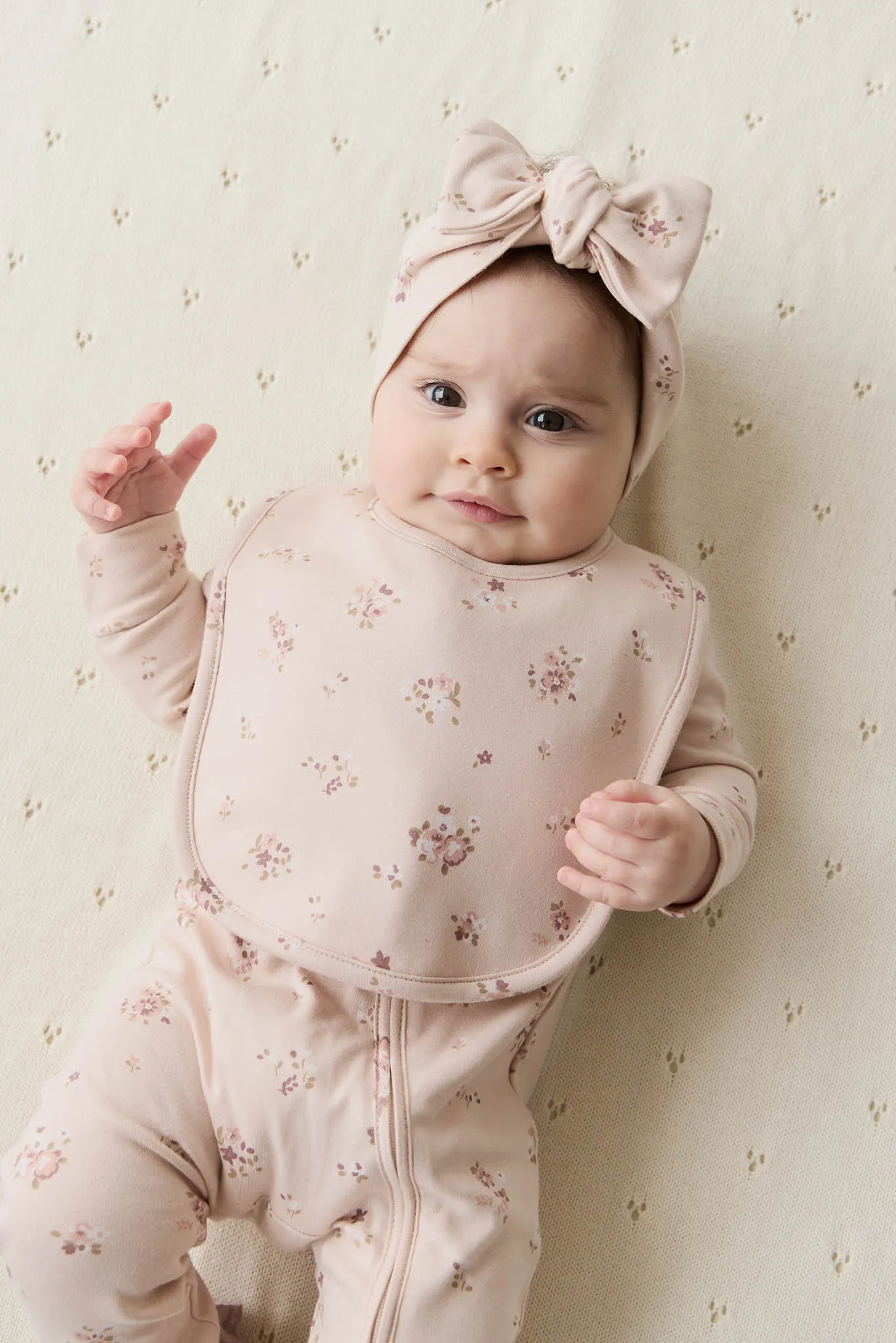 Organic Cotton Bib - Petite Fleur Soft Peony