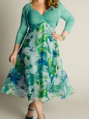 Plus Size Floral Long Sleeve Dress