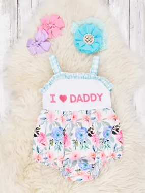 "I Love Daddy" Floral Ruffle Romper