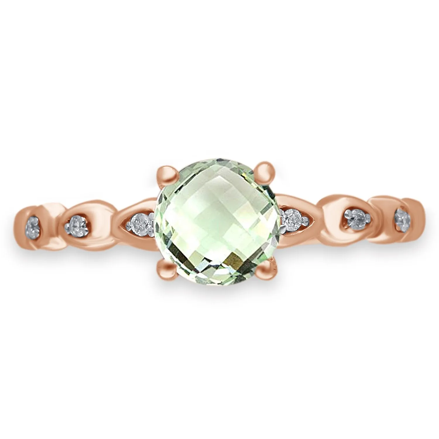 Rose Gold Green Amethyst & Diamond Heirloom Ring