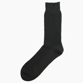 RoToTo - Cotton Waffle Crew Socks - Dark Gray