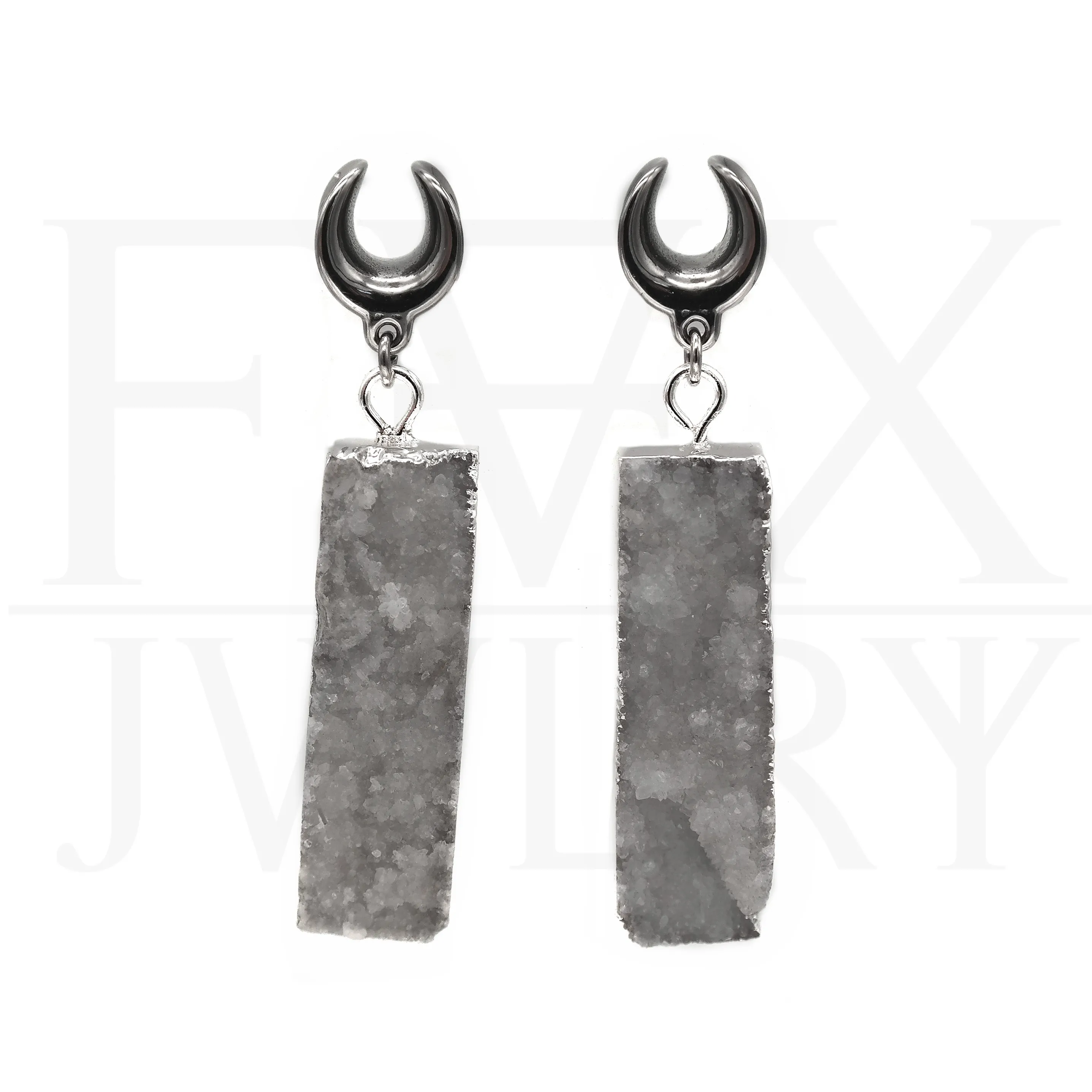 Silver Druzy Agate Saddle Spreaders