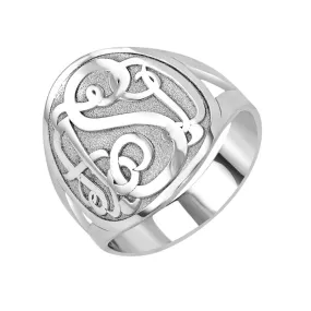 Sterling Silver Classic Bordered Monogram Ring