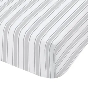 Stripe Cotton Fitted Sheet - White/Grey