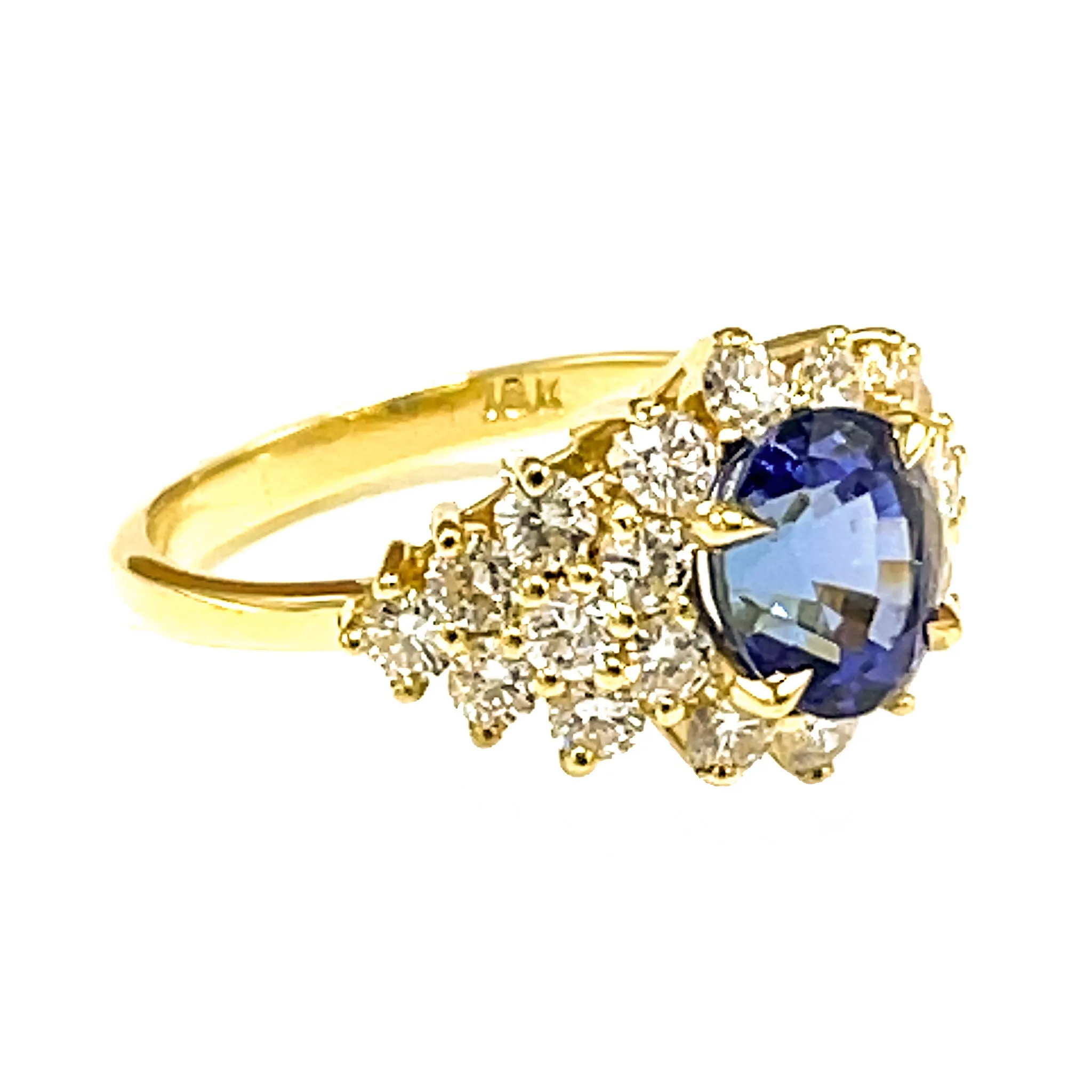 Tanzanite & Diamond Estate Ring in 18k Gold