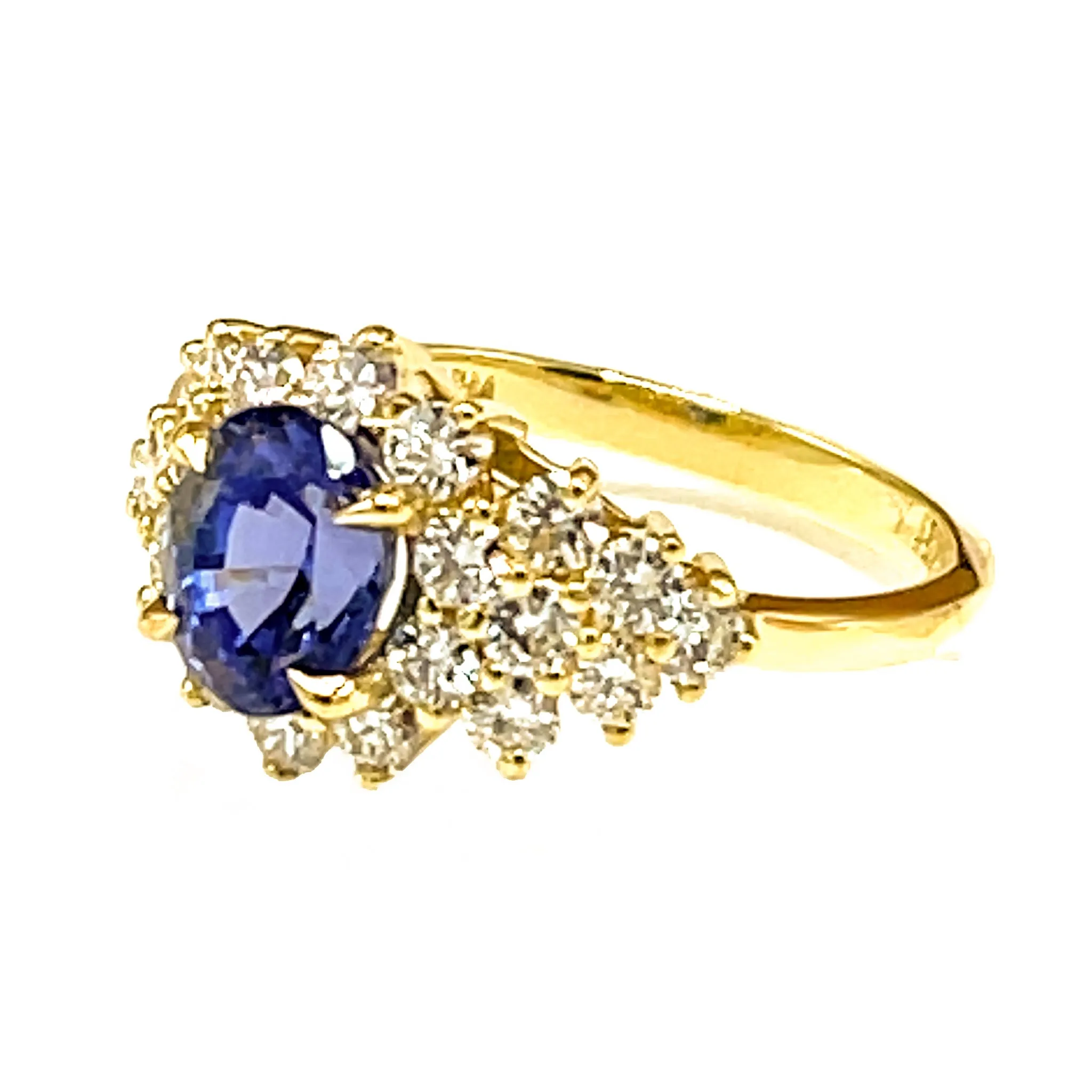 Tanzanite & Diamond Estate Ring in 18k Gold