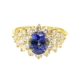 Tanzanite & Diamond Estate Ring in 18k Gold