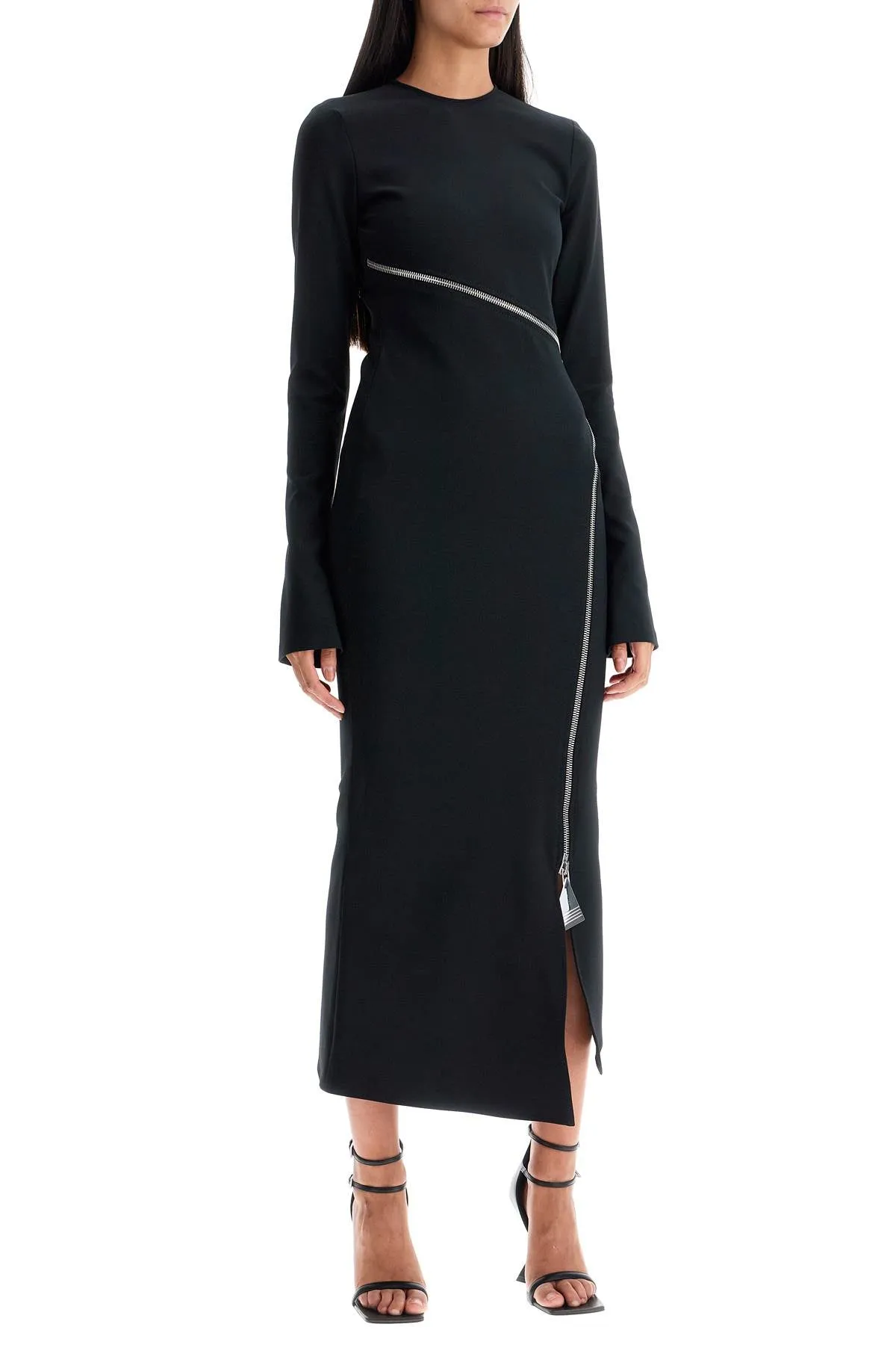 THE ATTICO twisted zip midi dress with