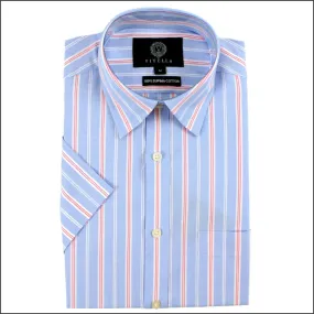 Viyella Blue Stripe Cotton Short Sleeve shirt.