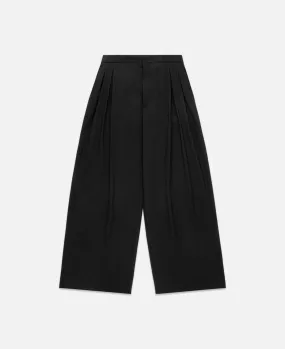 Wool Blend Wide Leg Tailored Pants (Black)